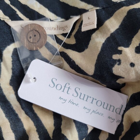 Soft Surroundings Womens Zebra Print Jacket Kimono Large Black One-Button New - Picture 4 of 9